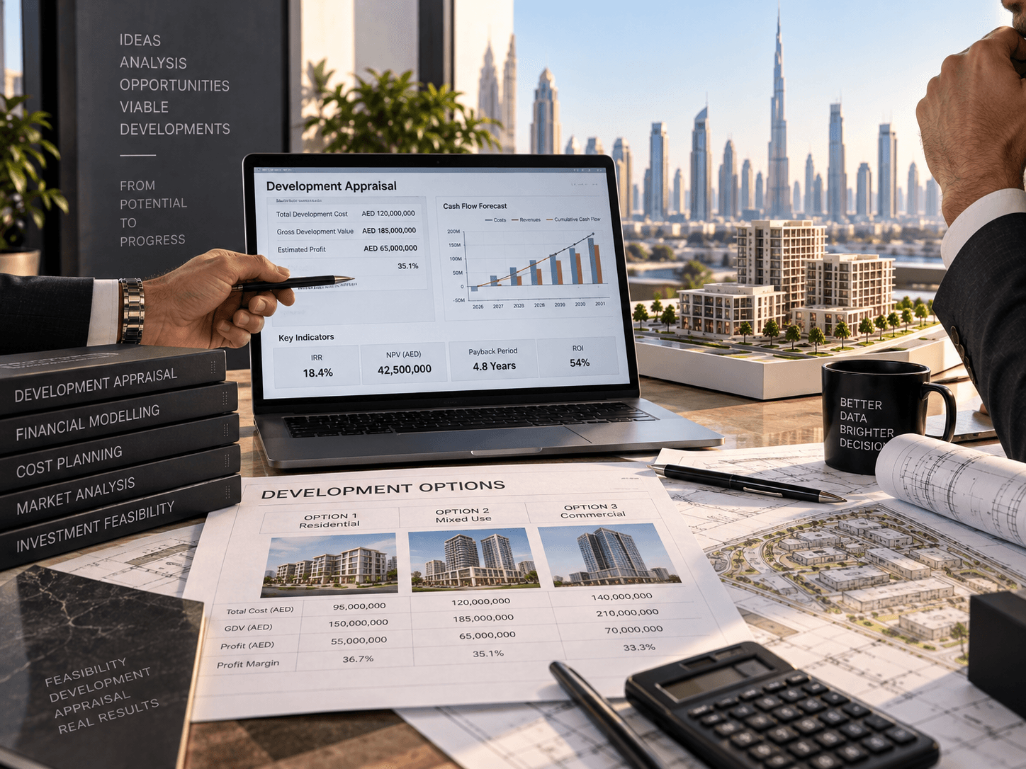 Development appraisal and financial viability analysis for a property project