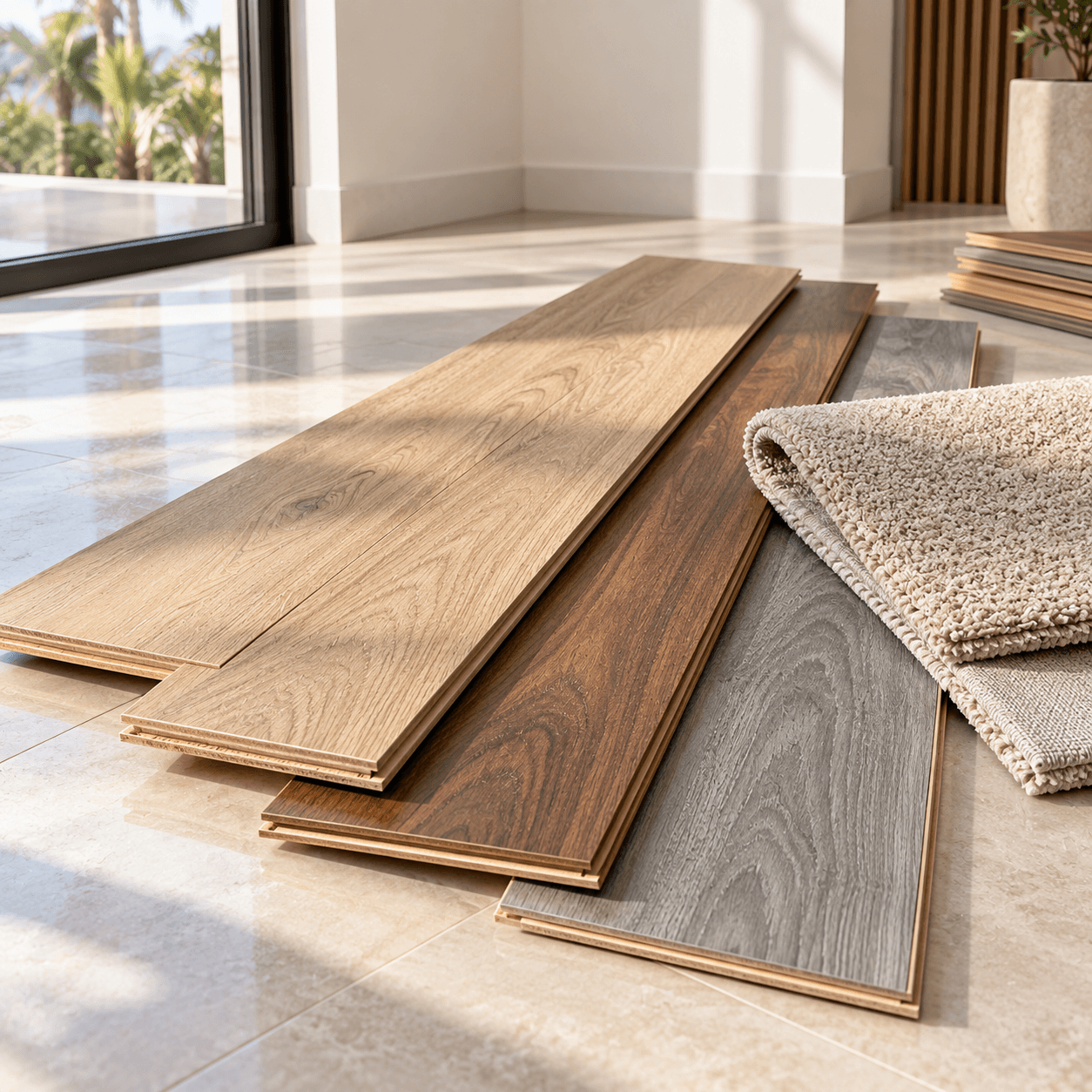 Engineered wood and SPC flooring planks